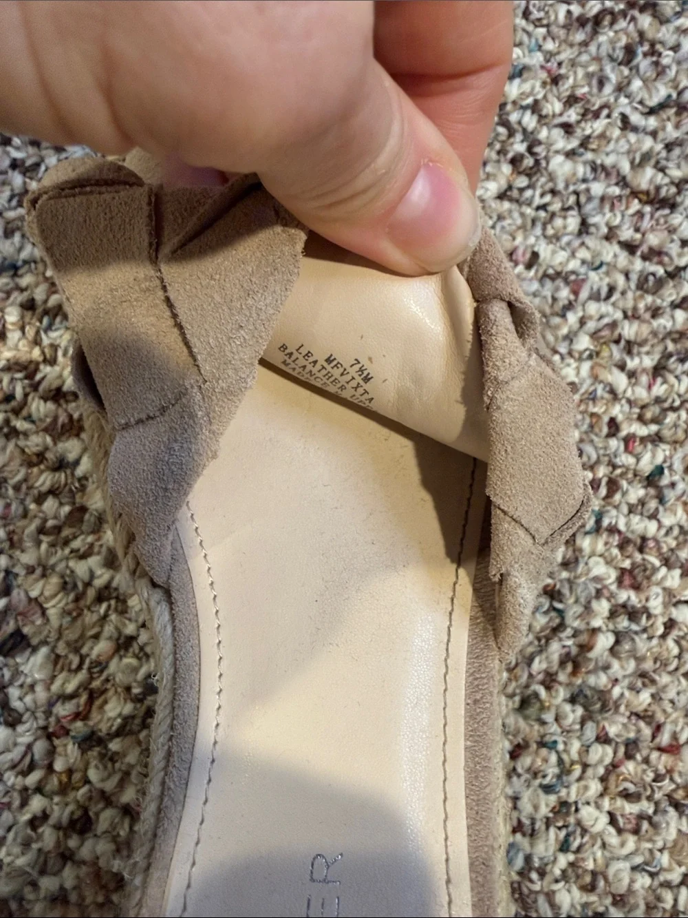 Marc Fisher Marc  Varin tan suede platform espadrille wedge size 7.5